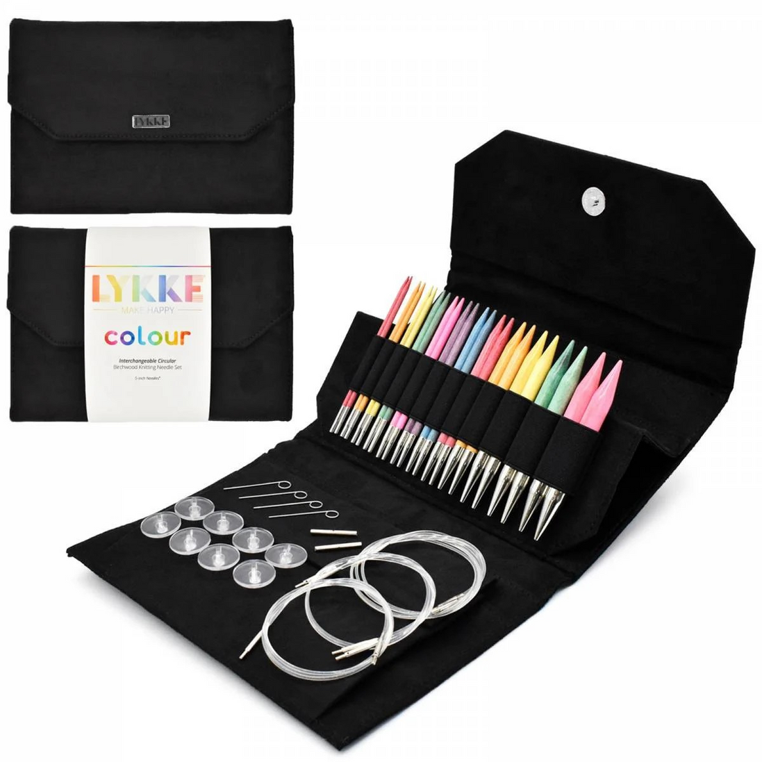 Lykke Interchangeable Knitting Needle Set 3.5" and 5" Ideal for Knitters Best Knitting Needles Rotating Cable Cords Easy to use Beginner Friendly comes with 9 Tips Key Connector