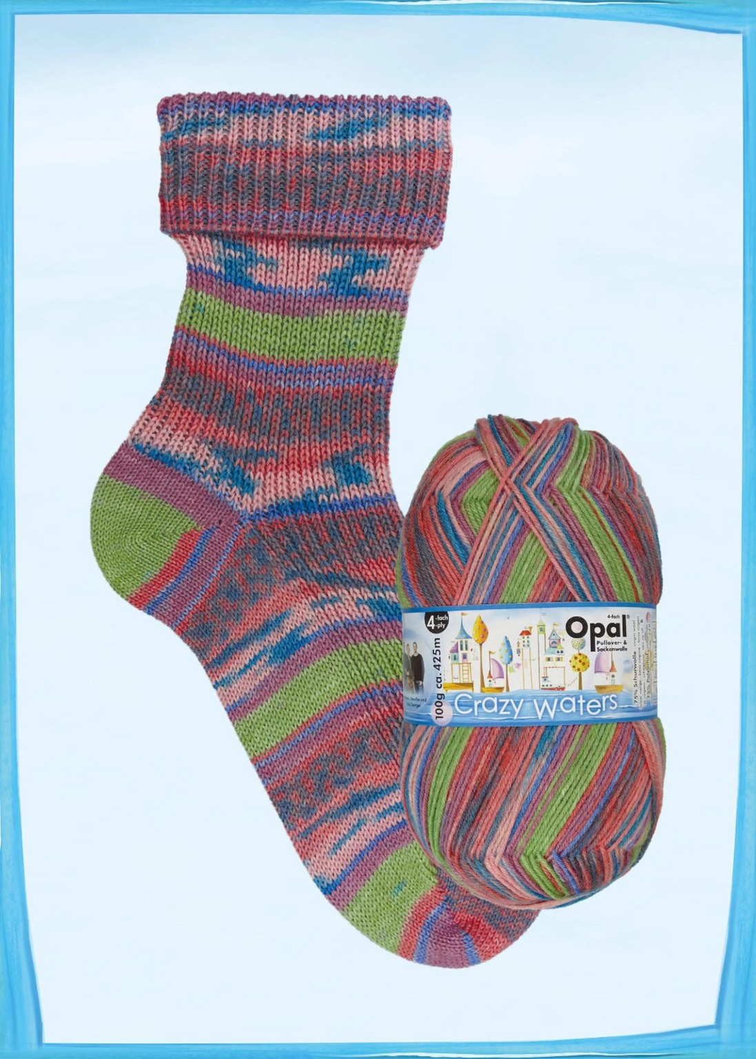 Sock Yarn Opal Wool and Nylon Yarn Sock Fingering Weight for Knitters and Crocheters Multicolor Wool Ideal for Family Holiday Gifts Soft Wool Memory Funny Fruits Crazy Waters Collections