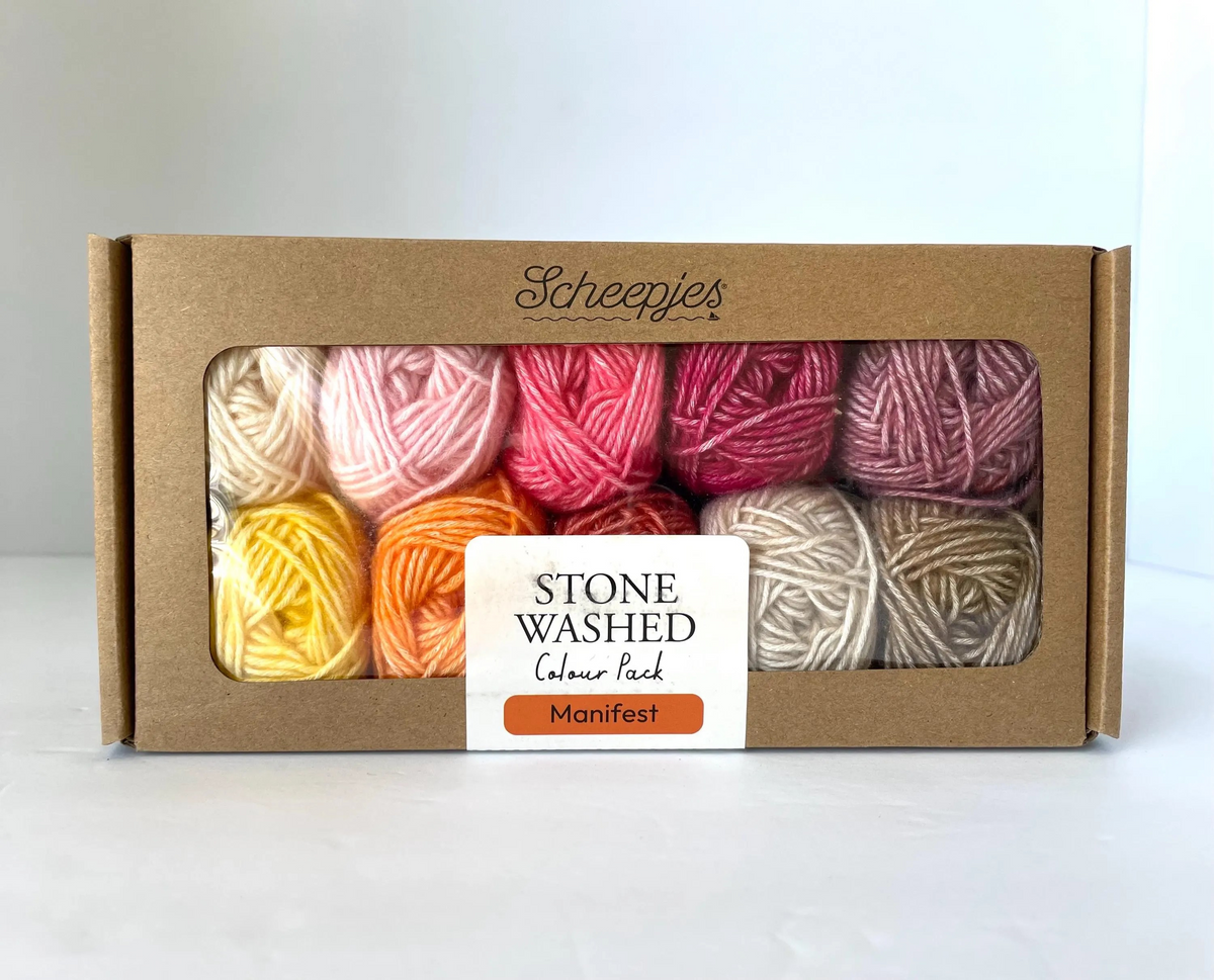 Scheepjes Color Pack Stone Washed Sport Yarn Set Gift Boxes Softfun Cotton Acrylic DK Schachenmayr Catania Baby Box Gift for Crochet Lover and Knitter Beginner Friendly and Holiday Gifting