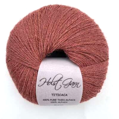 Holst Garn Titicaca Yarn is a Lace Weigh Plump Fluffy Alpaca with Soft Halo Ideal for Mohair Replacement in many colors like Pink Green Red Gray Blue Beige White Purple Brown