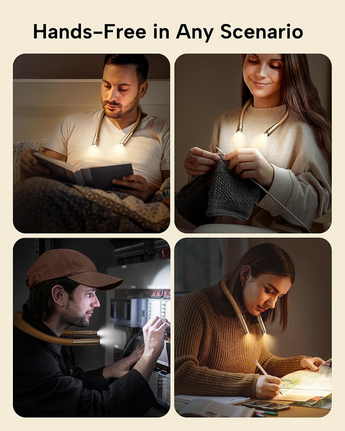 Neck Light Knitting Crochet 3 color adjustable brightness rechargeable LED Lamp