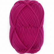 Bulky Weight Yarn 100% Merino Wool Super Bulky Yarn Weight 6 Chunky Natural Wool Yarn for Knitting & Crochet Quick Project Yarn. A single skein of bright magenta pink yarn with a paper label reading 'World of Wool Chubbs' on a light marble-like background.