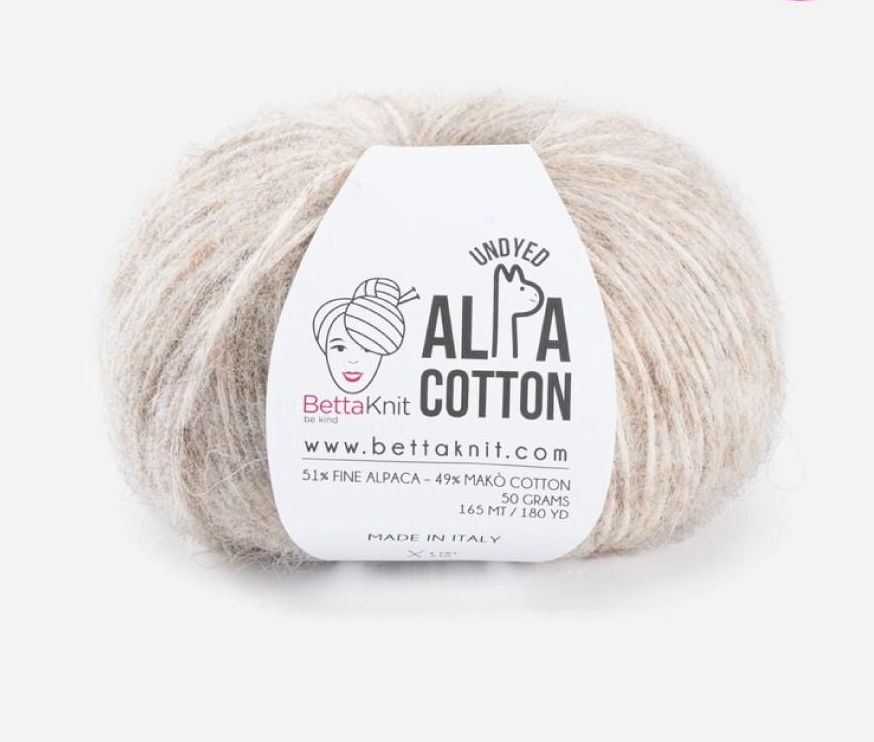 Alpaca Cotton Yarn Airy Blown Yarn Light and Soft Wool Fluffy Yarn for Sweaters Shawls Sport DK Weight Alpa Cotton by BettaKnit Italian Wool