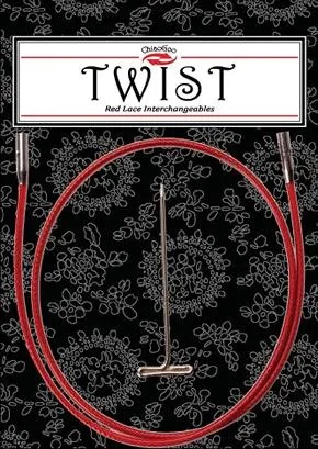 Chiaogoo Knitting Cable Red Lace TWIST Steel Cord Small (S) and Large (L) Sizes 8 14 22 30 37 50 Inches Memory Free Knitting Cable Interchangeable