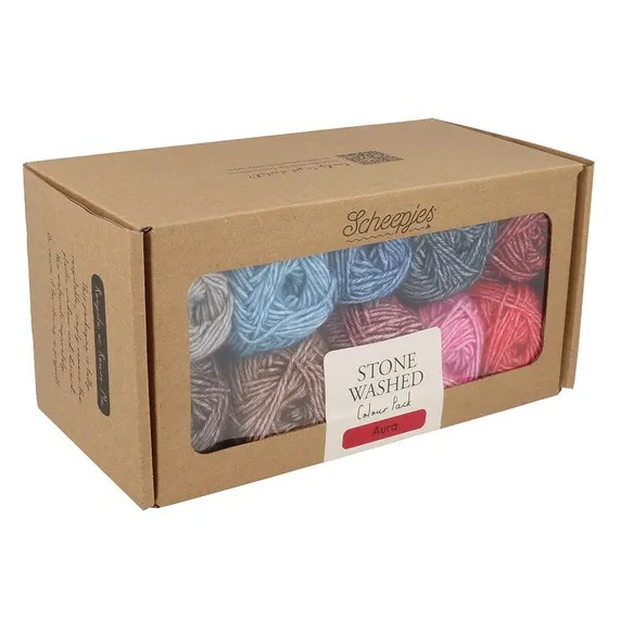 Scheepjes Color Pack Stone Washed Sport Yarn Set Gift Boxes Softfun Cotton Acrylic DK Schachenmayr Catania Baby Box Gift for Crochet Lover and Knitter Beginner Friendly and Holiday Gifting
