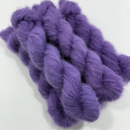 Suri Alpaca Silk Hand Dyed Mohair Alternative Sensitive Skin Option Purple Knit Lace Yarn Halo Tonal Unique Soft One Of A Kind Crochet Wool