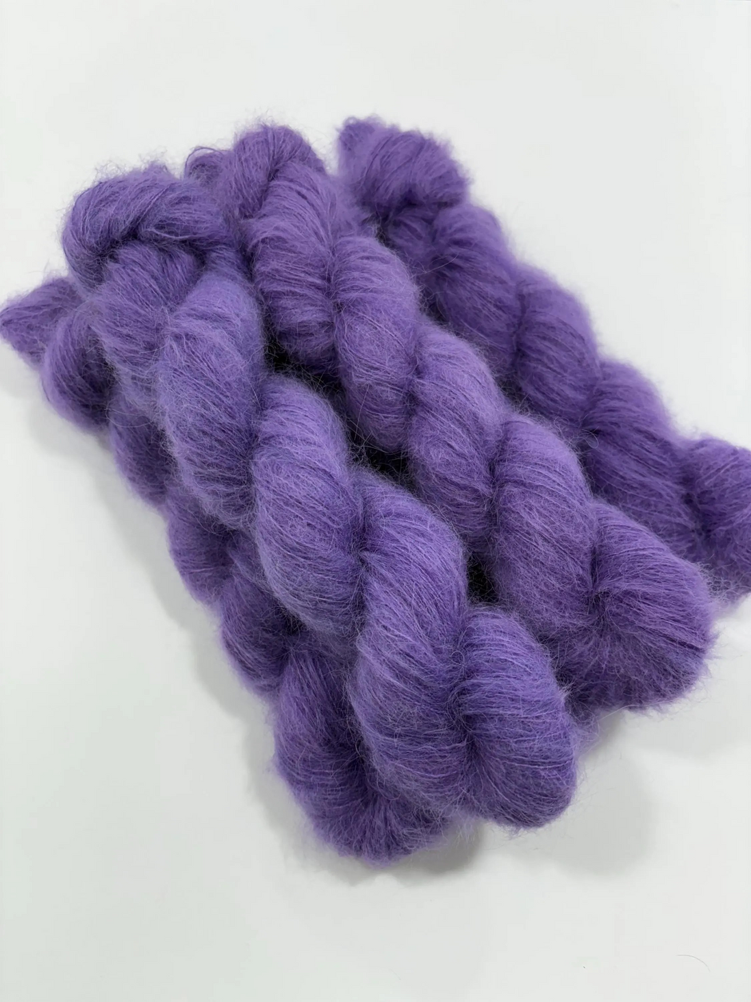 Suri Alpaca Silk Hand Dyed Mohair Alternative Sensitive Skin Option Purple Knit Lace Yarn Halo Tonal Unique Soft One Of A Kind Crochet Wool