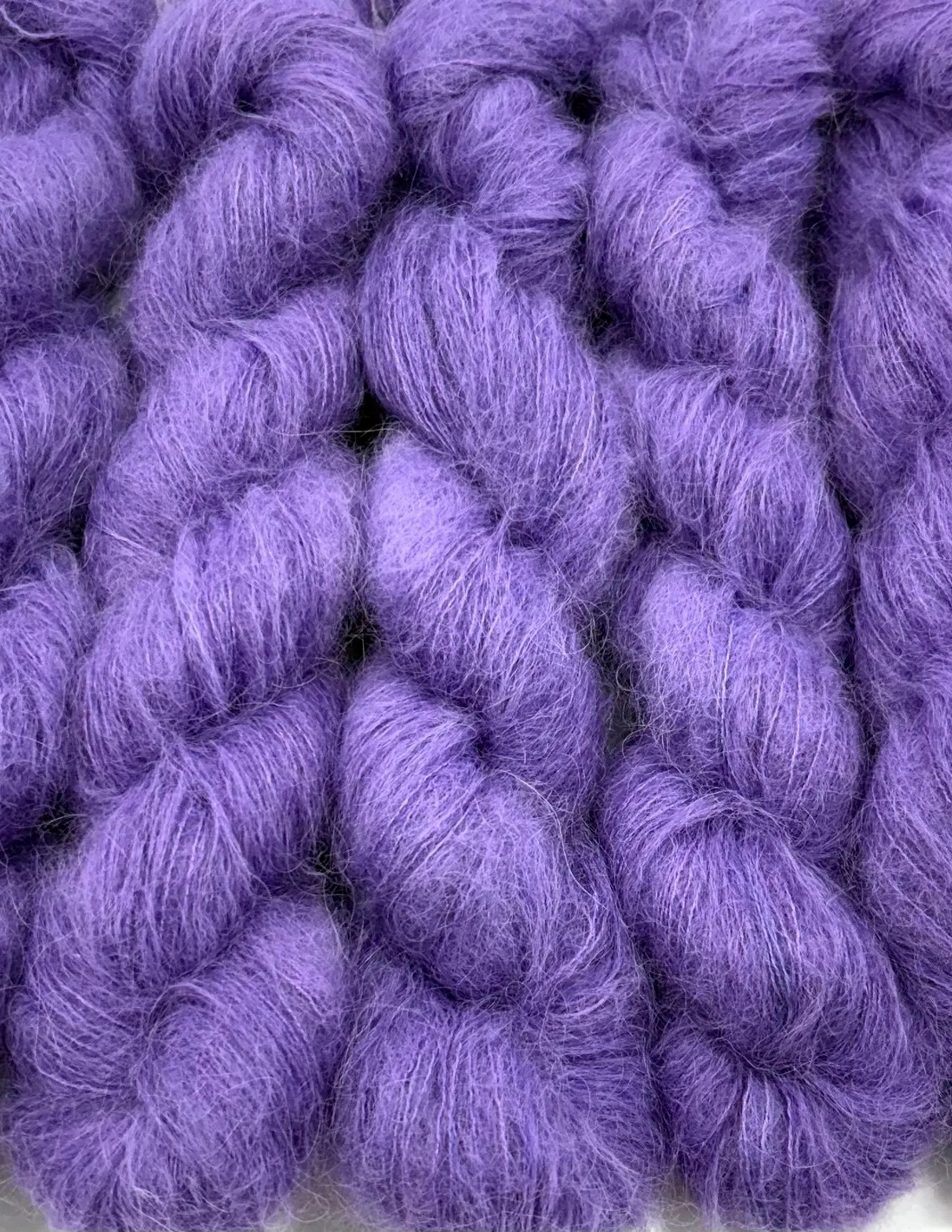 Suri Alpaca Silk Hand Dyed Mohair Alternative Sensitive Skin Option Purple Knit Lace Yarn Halo Tonal Unique Soft One Of A Kind Crochet Wool