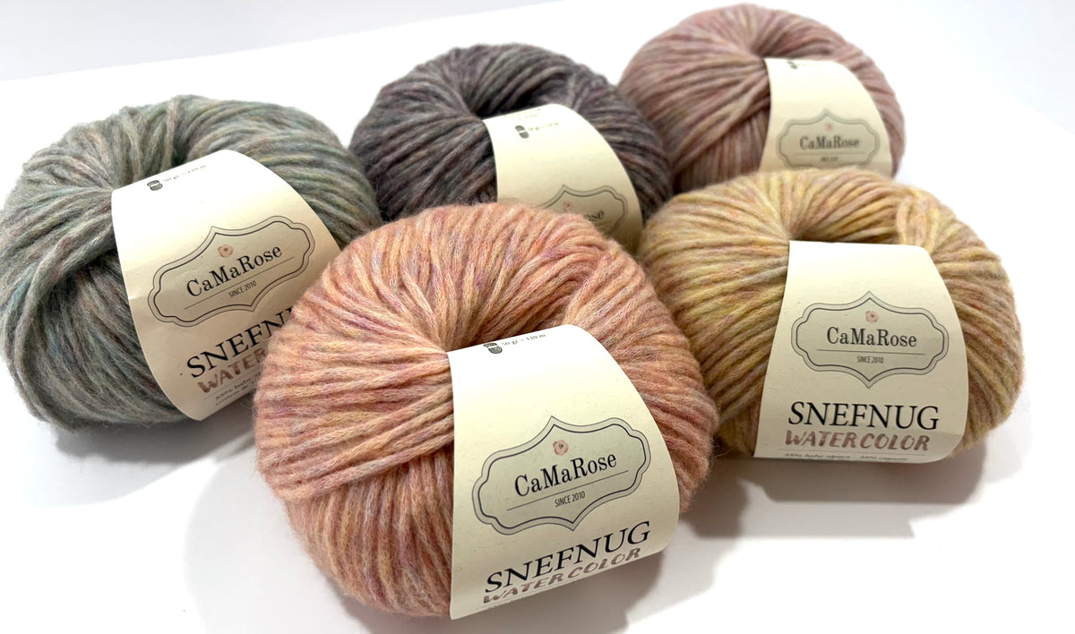 Snefnug Watercolors by CaMaRose Yarn Soft Natural Fiber Blend Lightweight Worsted Yarn Beautiful Mélange Multicolor Yarn for Knitting Sweaters and Cardigans Alpaca Organic Cotton Merino Wool