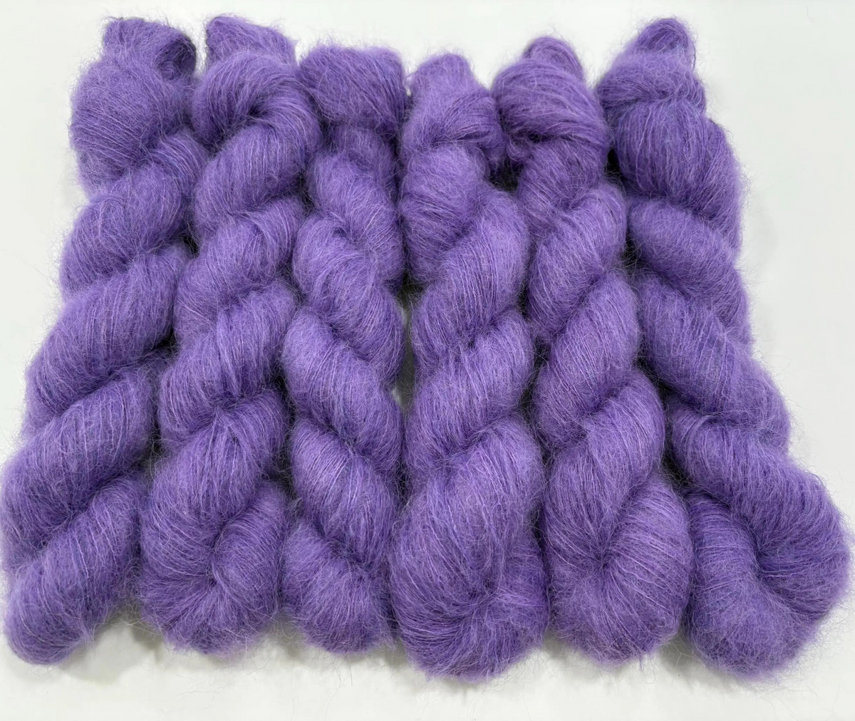 Suri Alpaca Silk Hand Dyed Mohair Alternative Sensitive Skin Option Purple Knit Lace Yarn Halo Tonal Unique Soft One Of A Kind Crochet Wool