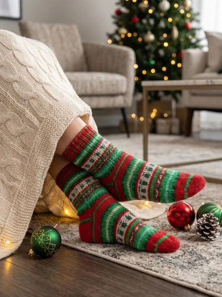 Sparkle Sock Yarn Christmas Color Yarn Metallic Festive Handmade Crochet Blanket Holiday Knits Gift Everyone Christmas Day Present Rellana