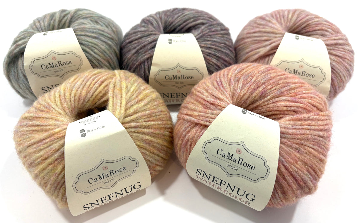 Snefnug Watercolors by CaMaRose Yarn Soft Natural Fiber Blend Lightweight Worsted Yarn Beautiful Mélange Multicolor Yarn for Knitting Sweaters and Cardigans Alpaca Organic Cotton Merino Wool