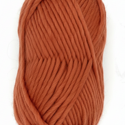 Bulky Weight Yarn 100% Merino Wool Super Bulky Yarn Weight 6 Chunky Natural Wool Yarn for Knitting & Crochet Quick Project Yarn. A skein of chunky orange-brown yarn wrapped with a label reading 'World of Wool Chubbs' on a light marble surface.