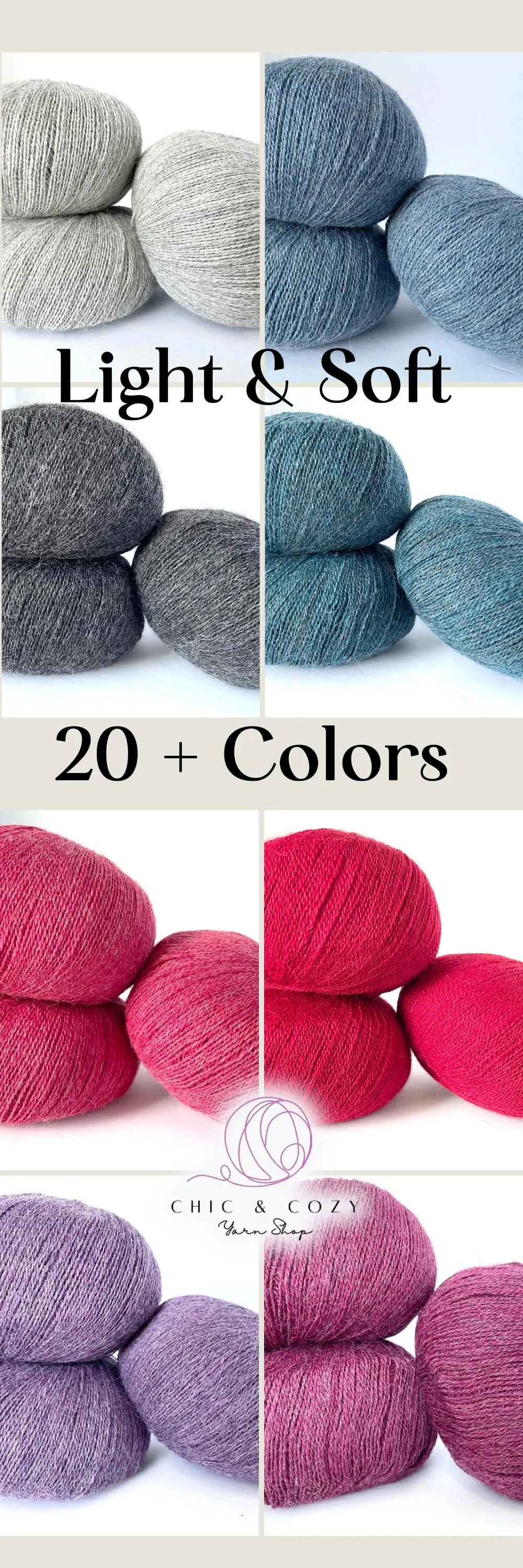 Holst Garn Titicaca Yarn is a Lace Weigh Plump Fluffy Alpaca with Soft Halo Ideal for Mohair Replacement in many colors like Pink Green Red Gray Blue Beige White Purple Brown