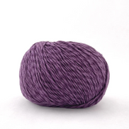 A single ball of textured purple yarn photographed on a clean white background.