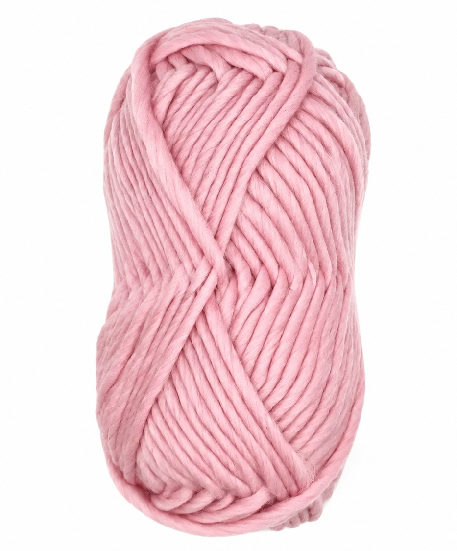 Bulky Weight Yarn 100% Merino Wool Super Bulky Yarn Weight 6 Chunky Natural Wool Yarn for Knitting & Crochet Quick Project Yarn. A skein of soft pink yarn photographed against a plain white background.