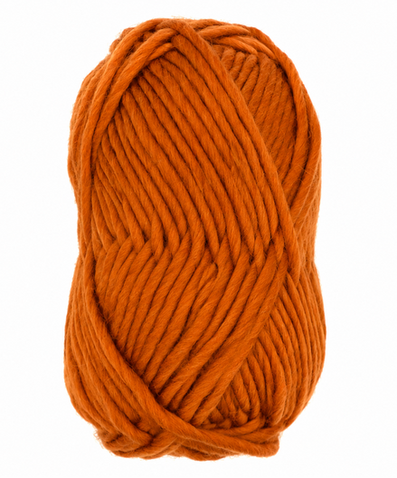 Bulky Weight Yarn 100% Merino Wool Super Bulky Yarn Weight 6 Chunky Natural Wool Yarn for Knitting & Crochet Quick Project Yarn. A single ball of thick, twisted yarn in a warm rust-orange color, isolated on a solid white background.
