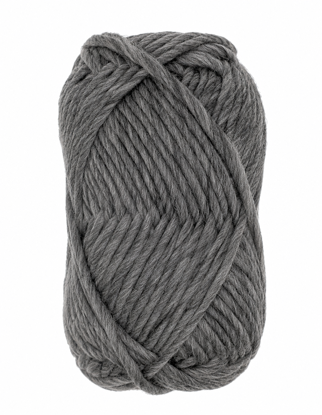 Bulky Weight Yarn 100% Merino Wool Super Bulky Yarn Weight 6 Chunky Natural Wool Yarn for Knitting & Crochet Quick Project Yarn. A single ball of medium gray twisted yarn photographed on a plain white background.