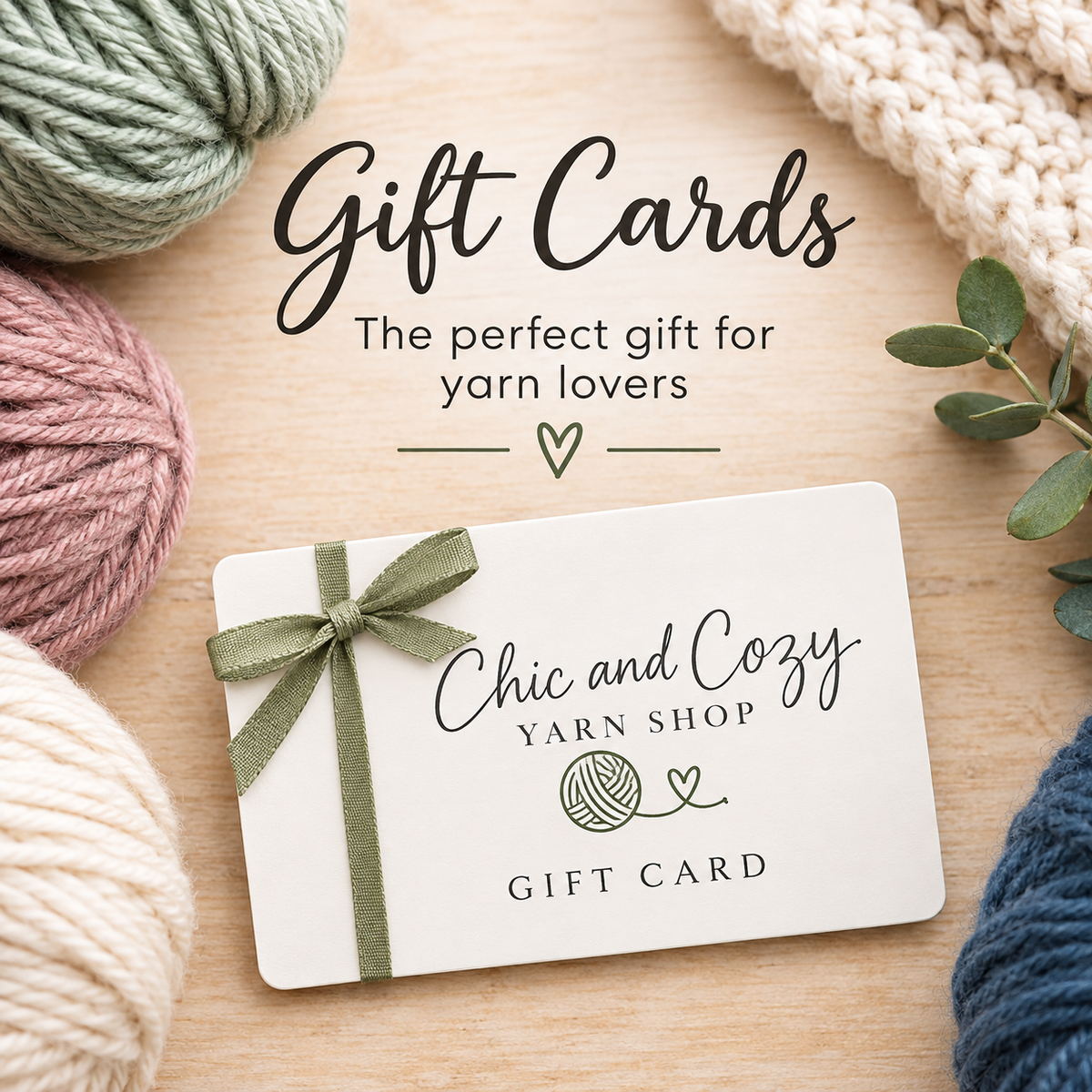 Gift Card Yarn Shop Gift Card Knitting Gift Crochet Gift for Knitter Gift for Crocheter Digital Gift Card for Yarn Lover Gift Idea for Maker