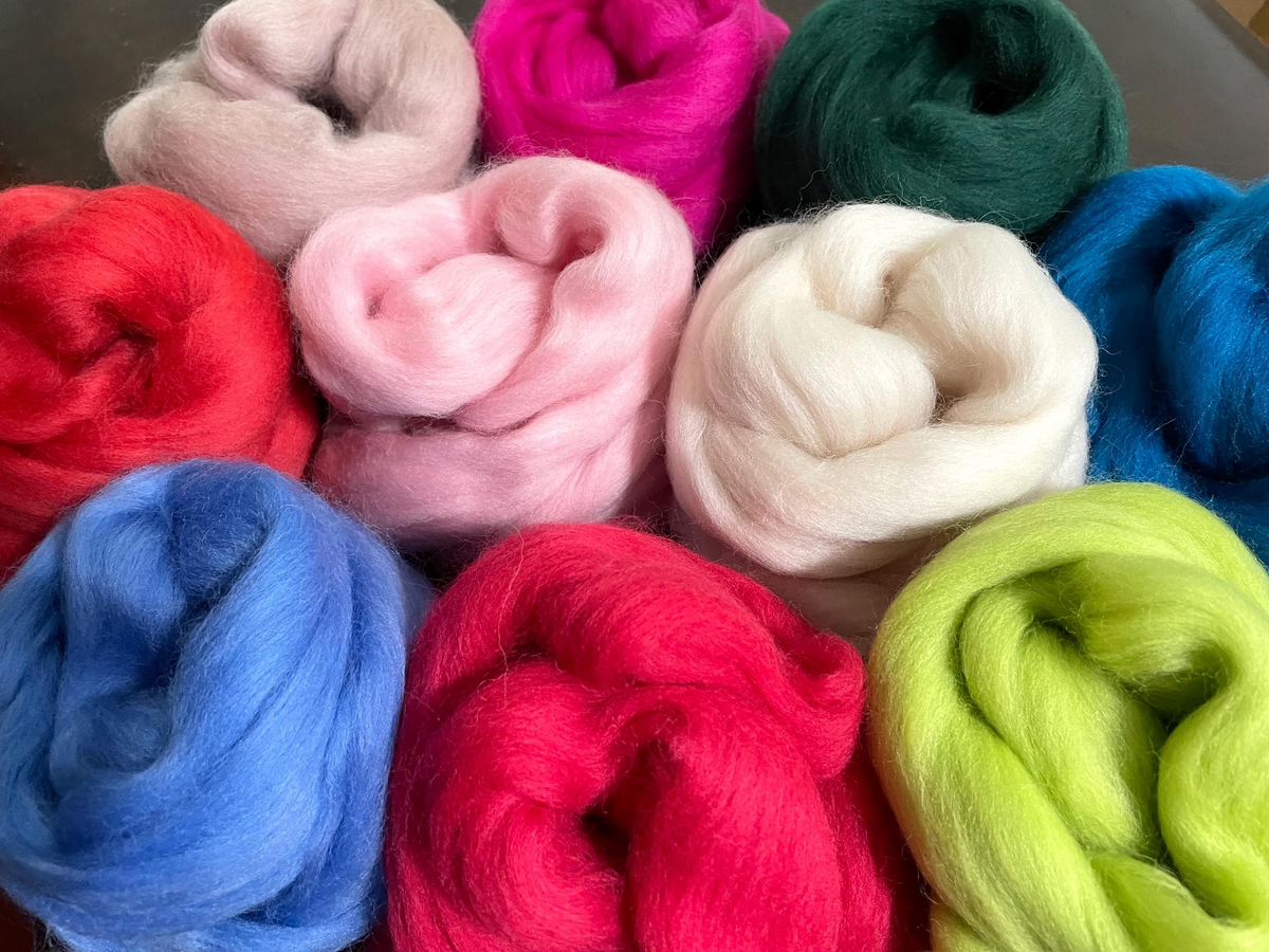 Merino Wool Roving for Spinning Fiber Combed Merino Top 23 Micron Solid Colors for Felting Weaving Needle Wet Felting Fiber 3D Art Jumbo Knitting and Crochet