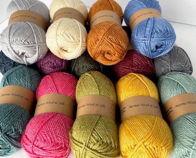 Merino Wool Silk Yarn DK Weigh Gift Idea Knit Sweater Shawl Cardigan Crochet Baby Blanket Soft Wool White Pink Blue Green Gray Orange Yellow