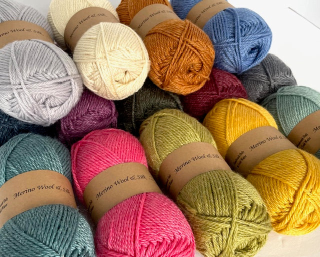 Merino Wool Silk Yarn DK Weigh Gift Idea Knit Sweater Shawl Cardigan Crochet Baby Blanket Soft Wool White Pink Blue Green Gray Orange Yellow