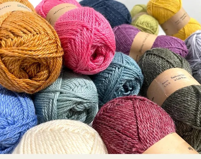 Merino Wool Silk Yarn DK Weigh Gift Idea Knit Sweater Shawl Cardigan Crochet Baby Blanket Soft Wool White Pink Blue Green Gray Orange Yellow