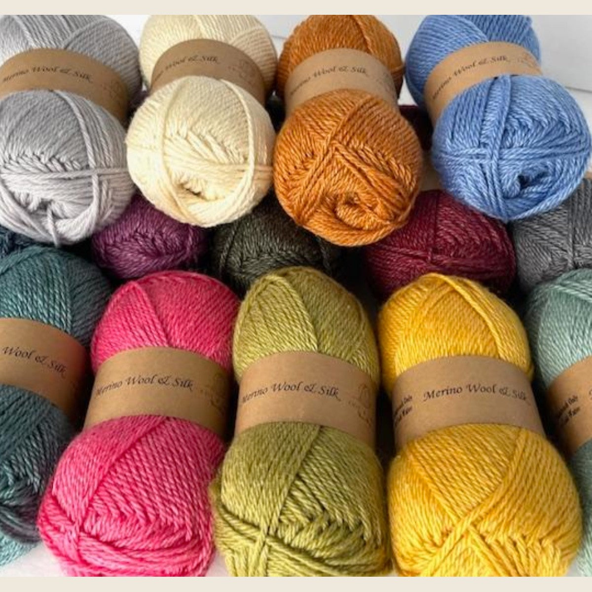 Merino Wool Silk Yarn DK Weigh Gift Idea Knit Sweater Shawl Cardigan Crochet Baby Blanket Soft Wool White Pink Blue Green Gray Orange Yellow