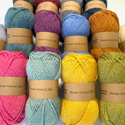 Merino Wool Silk Yarn DK Weigh Gift Idea Knit Sweater Shawl Cardigan Crochet Baby Blanket Soft Wool White Pink Blue Green Gray Orange Yellow
