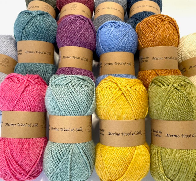 Merino Wool Silk Yarn DK Weigh Gift Idea Knit Sweater Shawl Cardigan Crochet Baby Blanket Soft Wool White Pink Blue Green Gray Orange Yellow