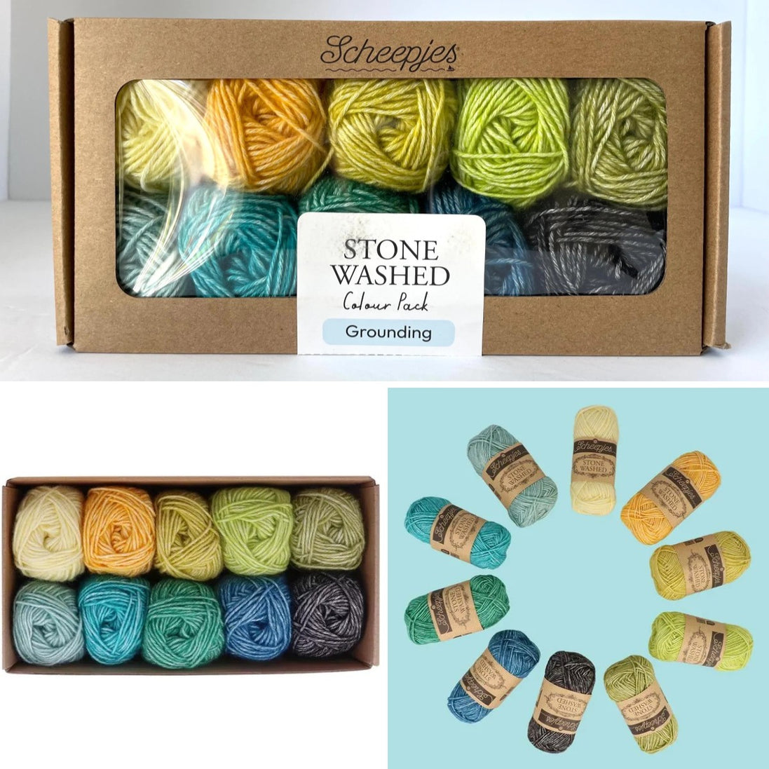 Scheepjes Color Pack Stone Washed Sport Yarn Set Gift Boxes Softfun Cotton Acrylic DK Schachenmayr Catania Baby Box Gift for Crochet Lover and Knitter Beginner Friendly and Holiday Gifting