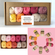 Scheepjes Color Pack Stone Washed Sport Yarn Set Gift Boxes Softfun Cotton Acrylic DK Schachenmayr Catania Baby Box Gift for Crochet Lover and Knitter Beginner Friendly and Holiday Gifting