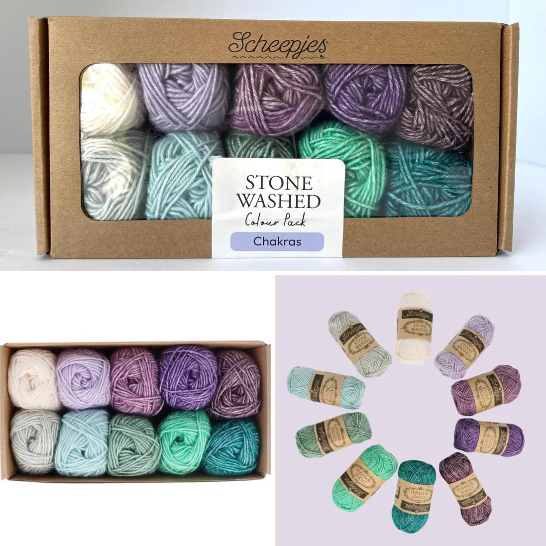 Scheepjes Color Pack Stone Washed Sport Yarn Set Gift Boxes Softfun Cotton Acrylic DK Schachenmayr Catania Baby Box Gift for Crochet Lover and Knitter Beginner Friendly and Holiday Gifting