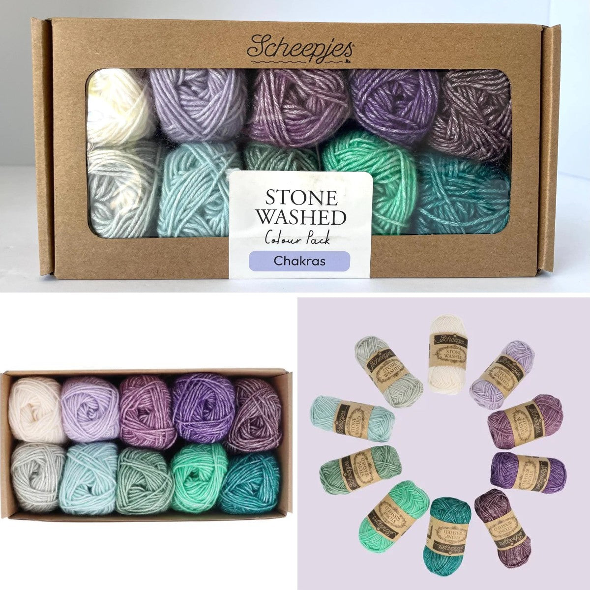 Scheepjes Color Pack Stone Washed Sport Yarn Set Gift Boxes Softfun Cotton Acrylic DK Schachenmayr Catania Baby Box Gift for Crochet Lover and Knitter Beginner Friendly and Holiday Gifting