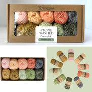 Scheepjes Color Pack Stone Washed Sport Yarn Set Gift Boxes Softfun Cotton Acrylic DK Schachenmayr Catania Baby Box Gift for Crochet Lover and Knitter Beginner Friendly and Holiday Gifting