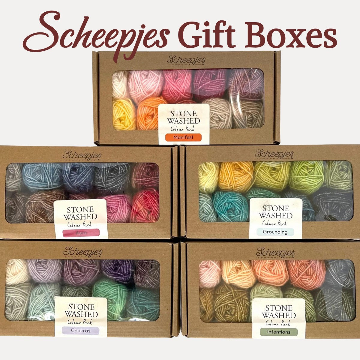 Scheepjes Color Pack Stone Washed Sport Yarn Set Gift Boxes Softfun Cotton Acrylic DK Schachenmayr Catania Baby Box Gift for Crochet Lover and Knitter Beginner Friendly and Holiday Gifting