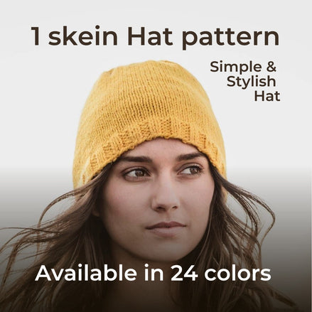 One Skein Knit Pattern 1 Day Project Quick Knit Worsted Woolstok Blue Sky Quality Yarn Hat Pattern Quick Fast Easy Knit Pattern Soft Wool Yarn Knitting Kit