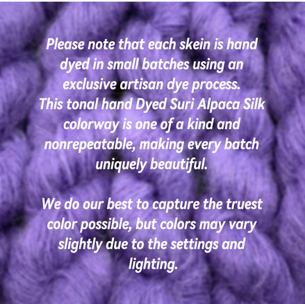 Suri Alpaca Silk Hand Dyed Mohair Alternative Sensitive Skin Option Purple Knit Lace Yarn Halo Tonal Unique Soft One Of A Kind Crochet Wool
