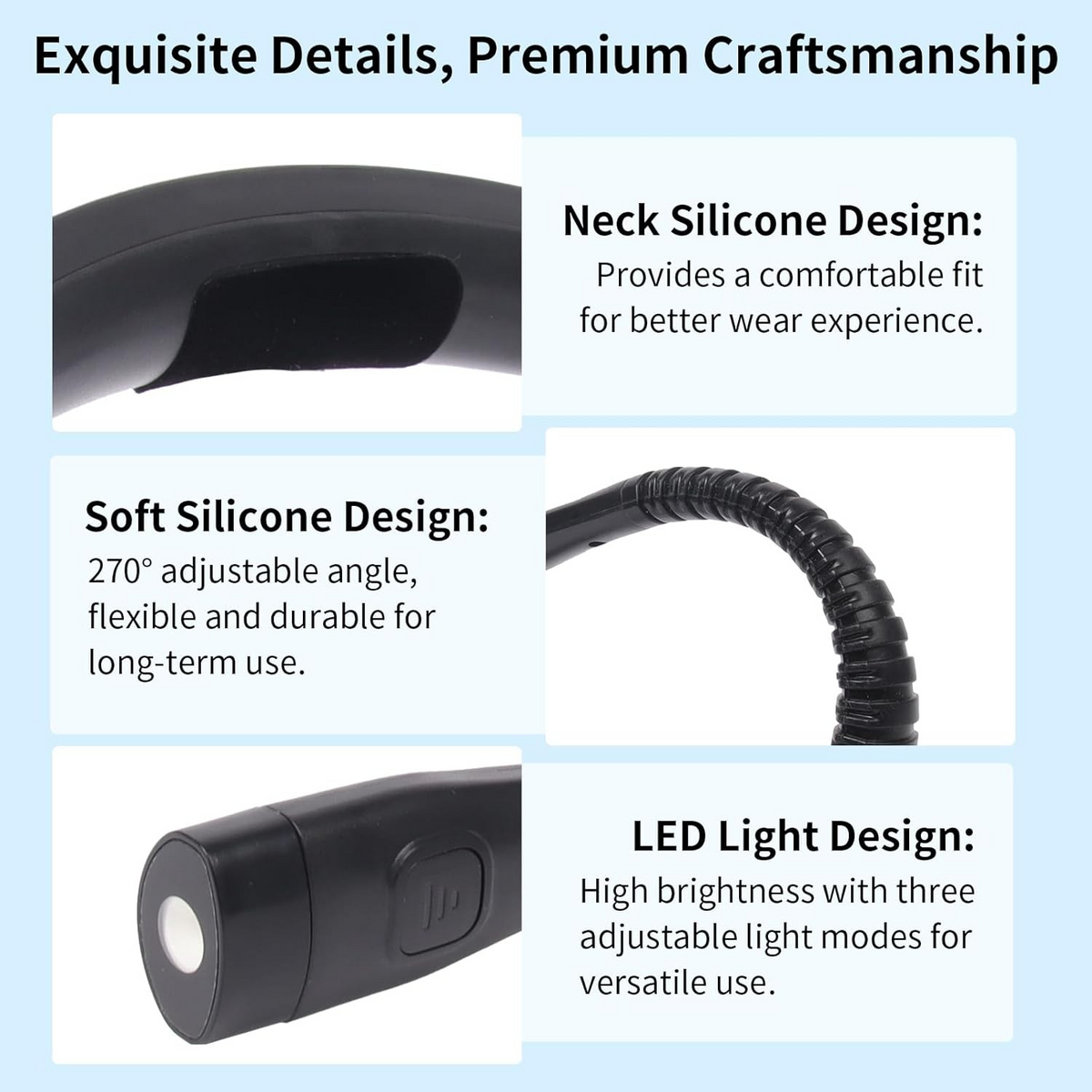Neck Light Knitting Crochet 3 color adjustable brightness rechargeable LED Lamp