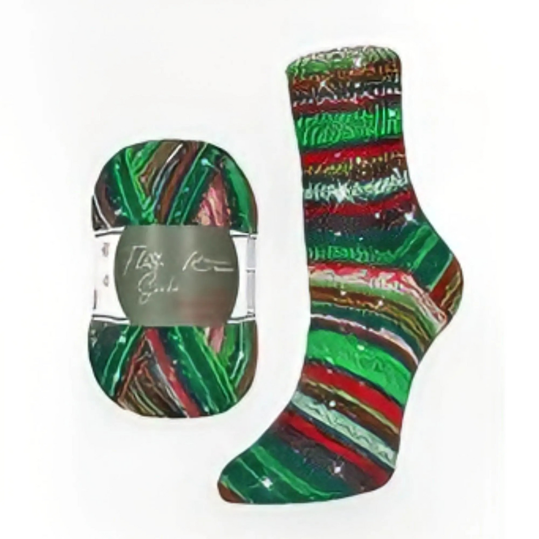 Christmas Sock Yarn 4ply Wool Blend Festive Knitting Yarn Handmade Sock Cozy Winter Project Holiday Gift for Knitter Crocheter Rellana Sock