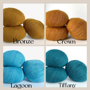 Holst Garn Titicaca Yarn is a Lace Weigh Plump Fluffy Alpaca with Soft Halo Ideal for Mohair Replacement in many colors like Pink Green Red Gray Blue Beige White Purple Brown