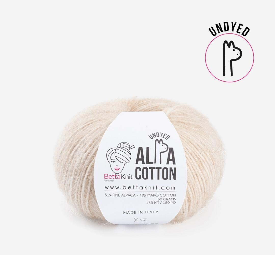 Alpaca Cotton Yarn Airy Blown Yarn Light and Soft Wool Fluffy Yarn for Sweaters Shawls Sport DK Weight Alpa Cotton by BettaKnit Italian Wool