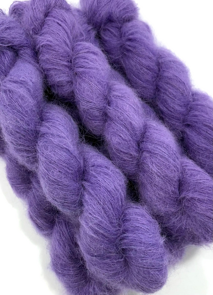 Suri Alpaca Silk Hand Dyed Mohair Alternative Sensitive Skin Option Purple Knit Lace Yarn Halo Tonal Unique Soft One Of A Kind Crochet Wool