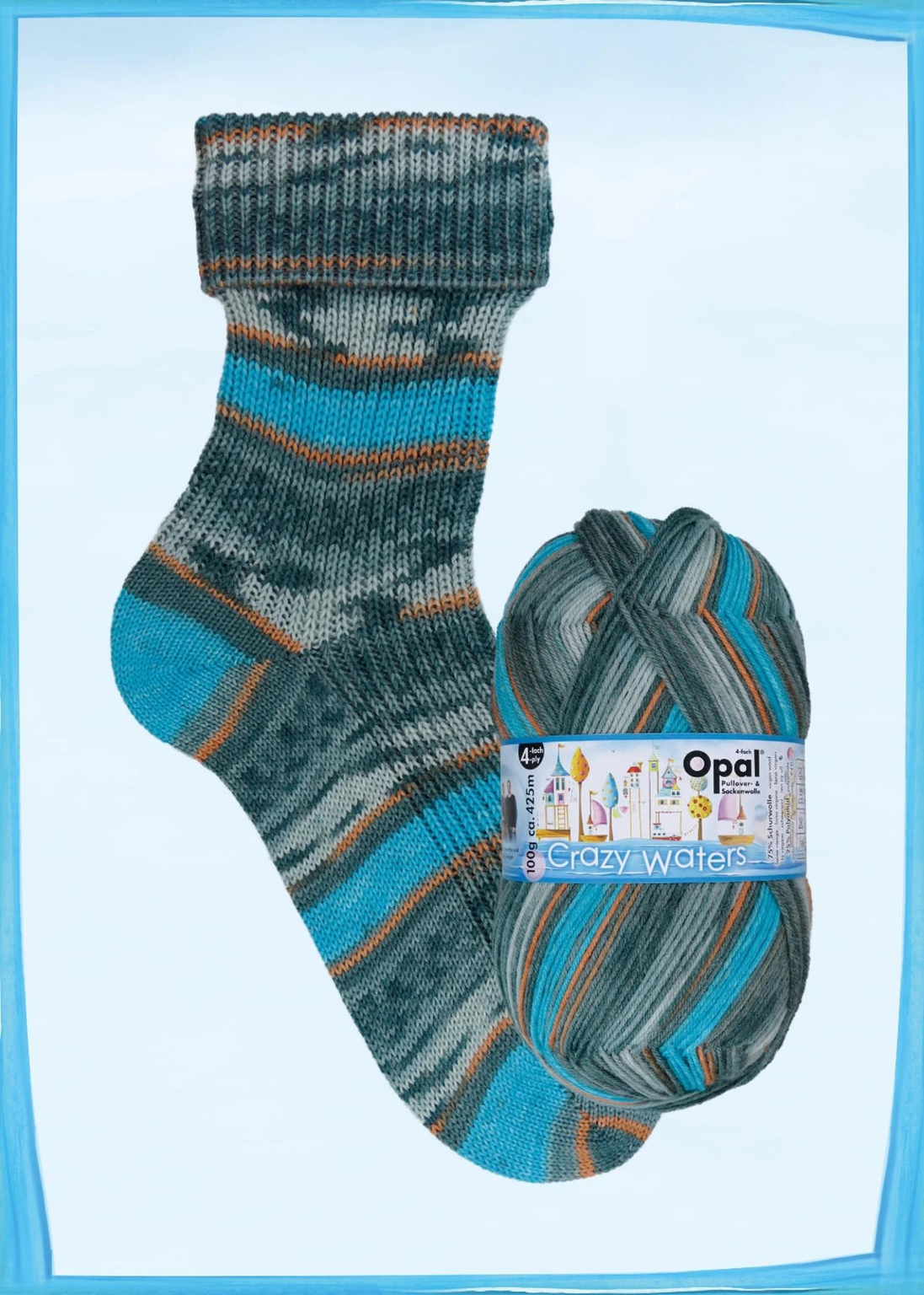 Sock Yarn Opal Wool and Nylon Yarn Sock Fingering Weight for Knitters and Crocheters Multicolor Wool Ideal for Family Holiday Gifts Soft Wool Memory Funny Fruits Crazy Waters Collections