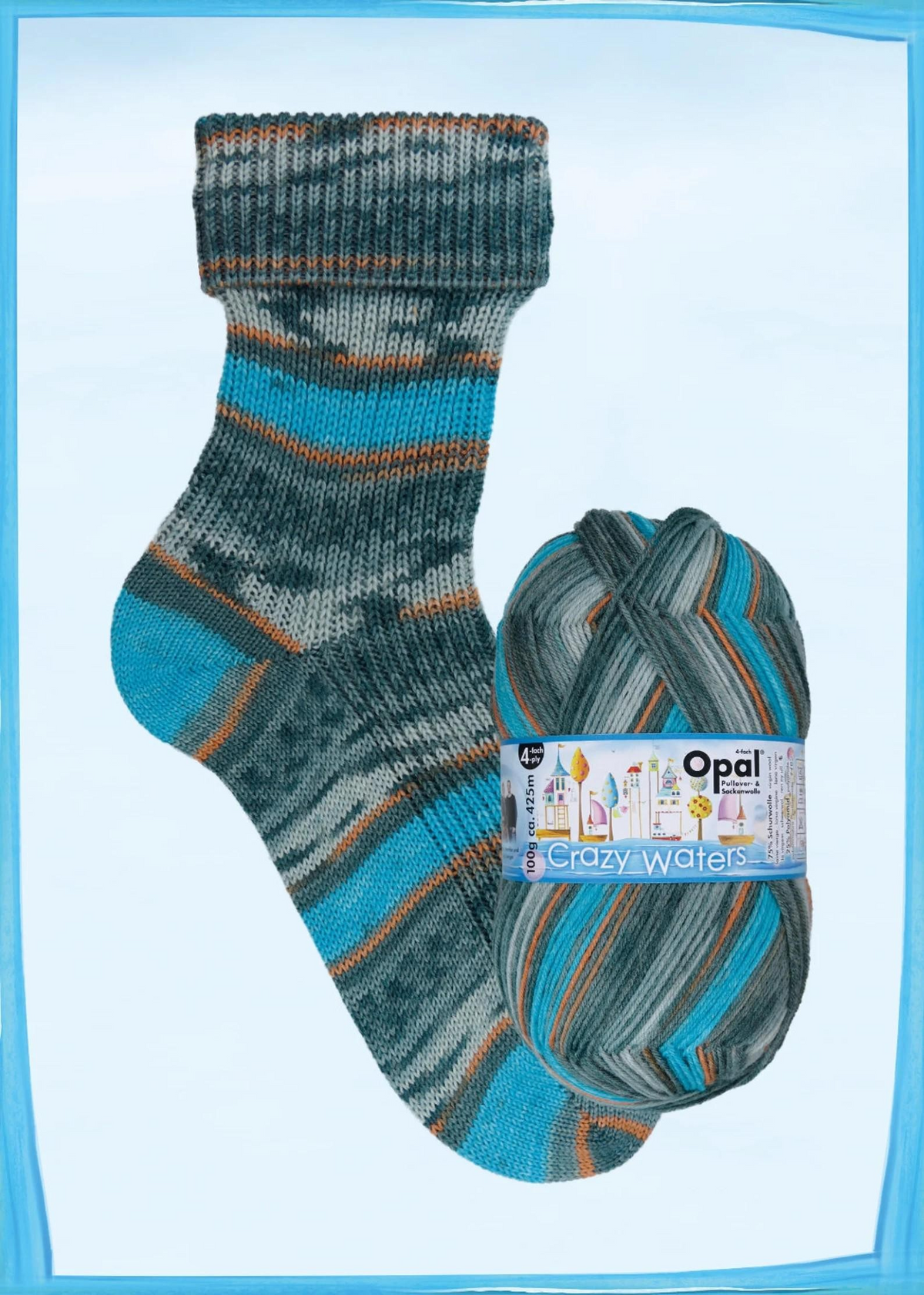 Sock Yarn Opal Wool and Nylon Yarn Sock Fingering Weight for Knitters and Crocheters Multicolor Wool Ideal for Family Holiday Gifts Soft Wool Memory Funny Fruits Crazy Waters Collections