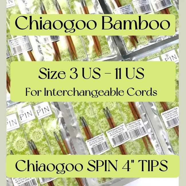 4" Chiaogoo Bamboo Knitting Needle TIPS Wood SPIN Needle 10 cm Size US2.5 3 4 5 6 7 8 9 10 10.5 10.75 to use with Chiaogoo Knitting Red Cord Cable Interchangeable