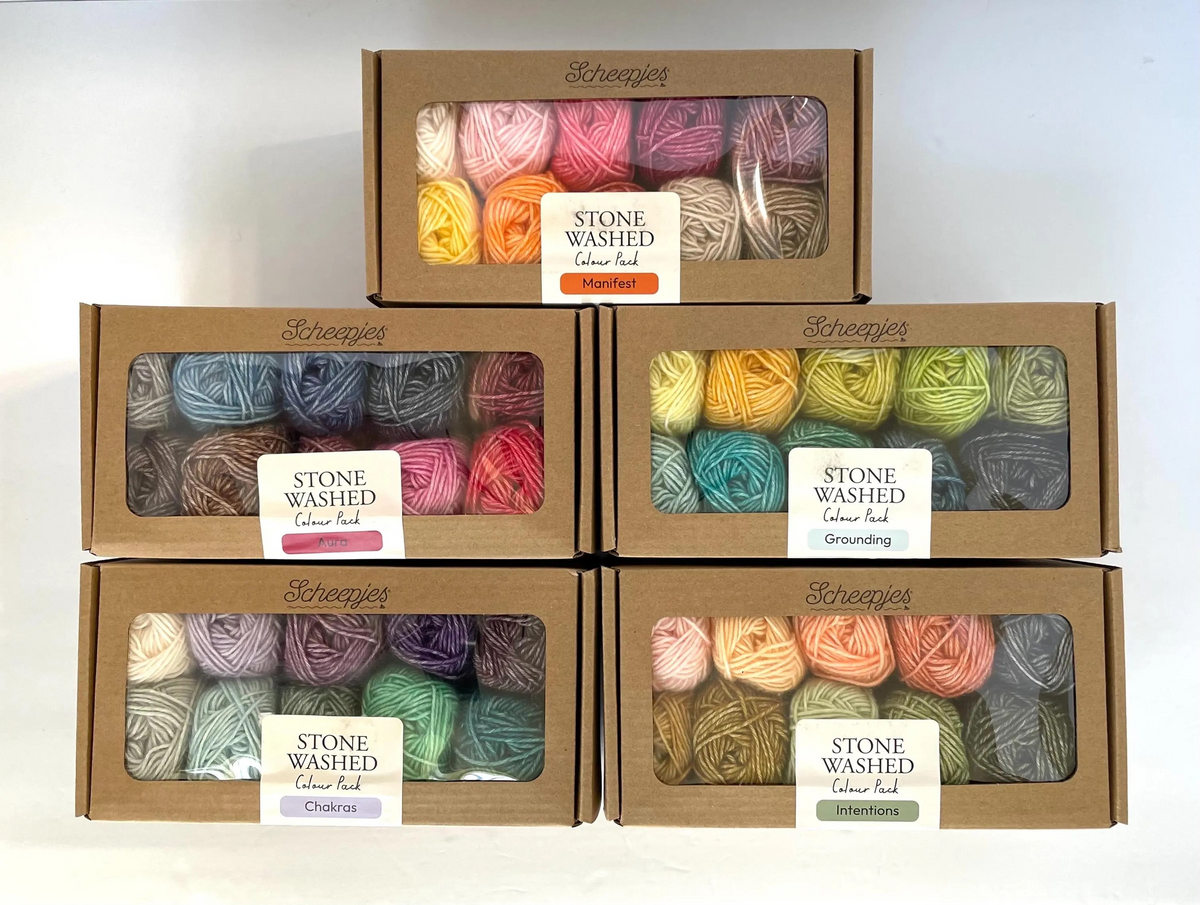 Scheepjes Color Pack Stone Washed Sport Yarn Set Gift Boxes Softfun Cotton Acrylic DK Schachenmayr Catania Baby Box Gift for Crochet Lover and Knitter Beginner Friendly and Holiday Gifting