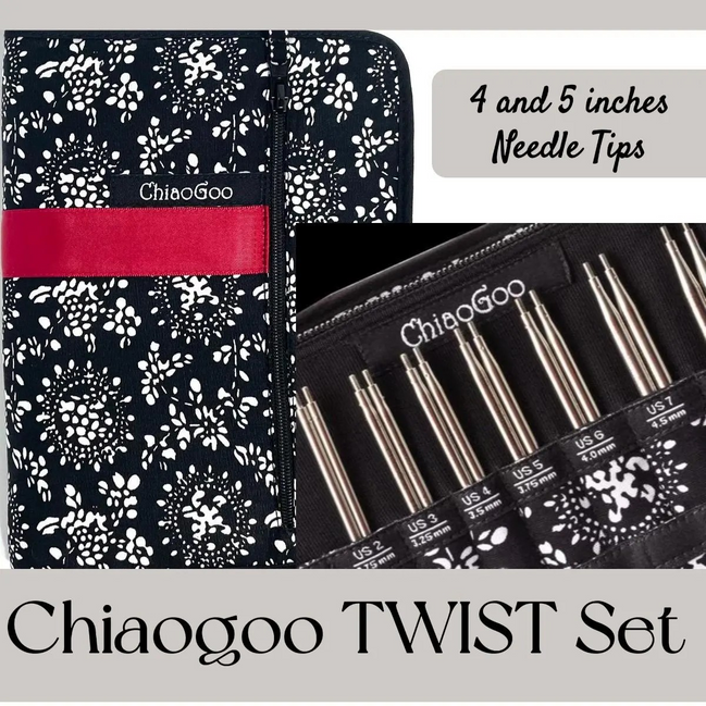 Chiaogoo Knitting Needle 4 inches Chiaogoo 5" Red Lace TWIST Knitting Needle Interchangeable Circular Needle Set US 2 - US 15