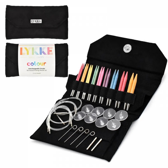 Lykke Interchangeable Knitting Needle Set 3.5" and 5" Ideal for Knitters Best Knitting Needles Rotating Cable Cords Easy to use Beginner Friendly comes with 9 Tips Key Connector