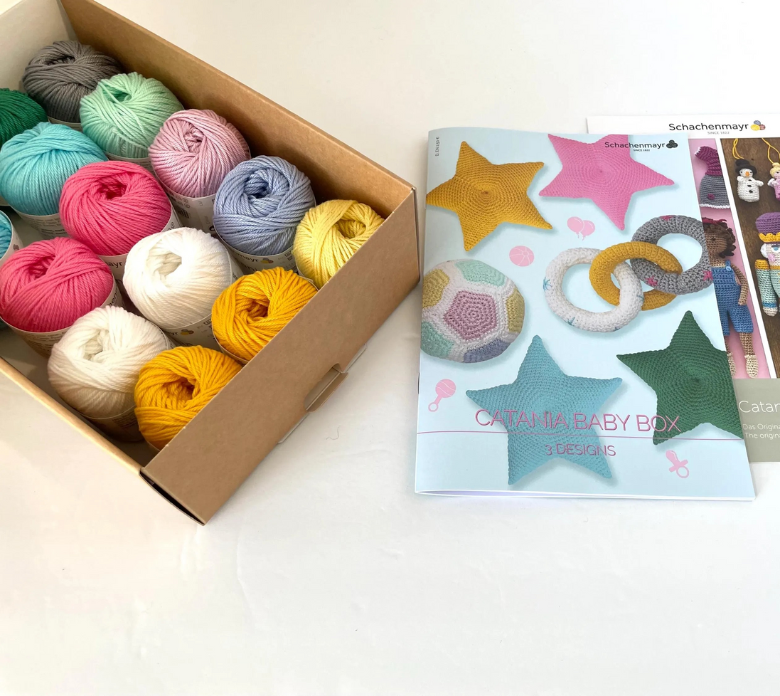 Scheepjes Color Pack Stone Washed Sport Yarn Set Gift Boxes Softfun Cotton Acrylic DK Schachenmayr Catania Baby Box Gift for Crochet Lover and Knitter Beginner Friendly and Holiday Gifting